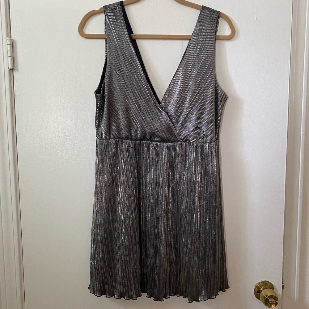 Forever21 Silver Pleated Mini Dress